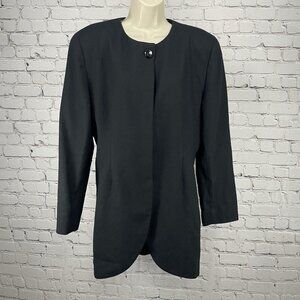 Christian Dior Black Wool The Suit Blazer Coat 4 Button USA Made Lined Size 14